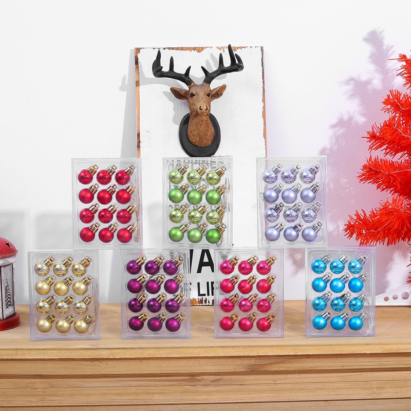 [Christmas Products]12Pcs/Set 2cm Gold Red Green Purple Blue Plastic Christmas Balls Decor