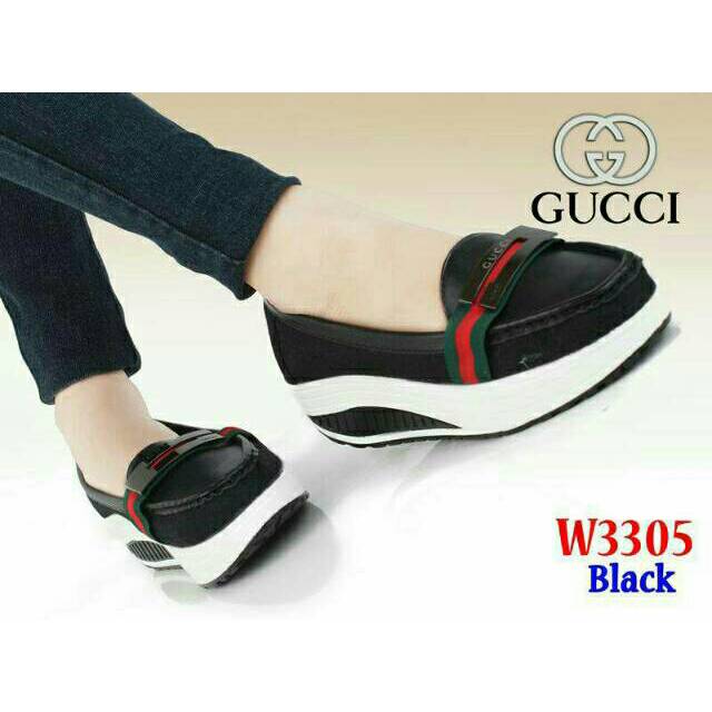 Wedges gucci black w3305 slip on,hanya sisa size 39 kualitas import