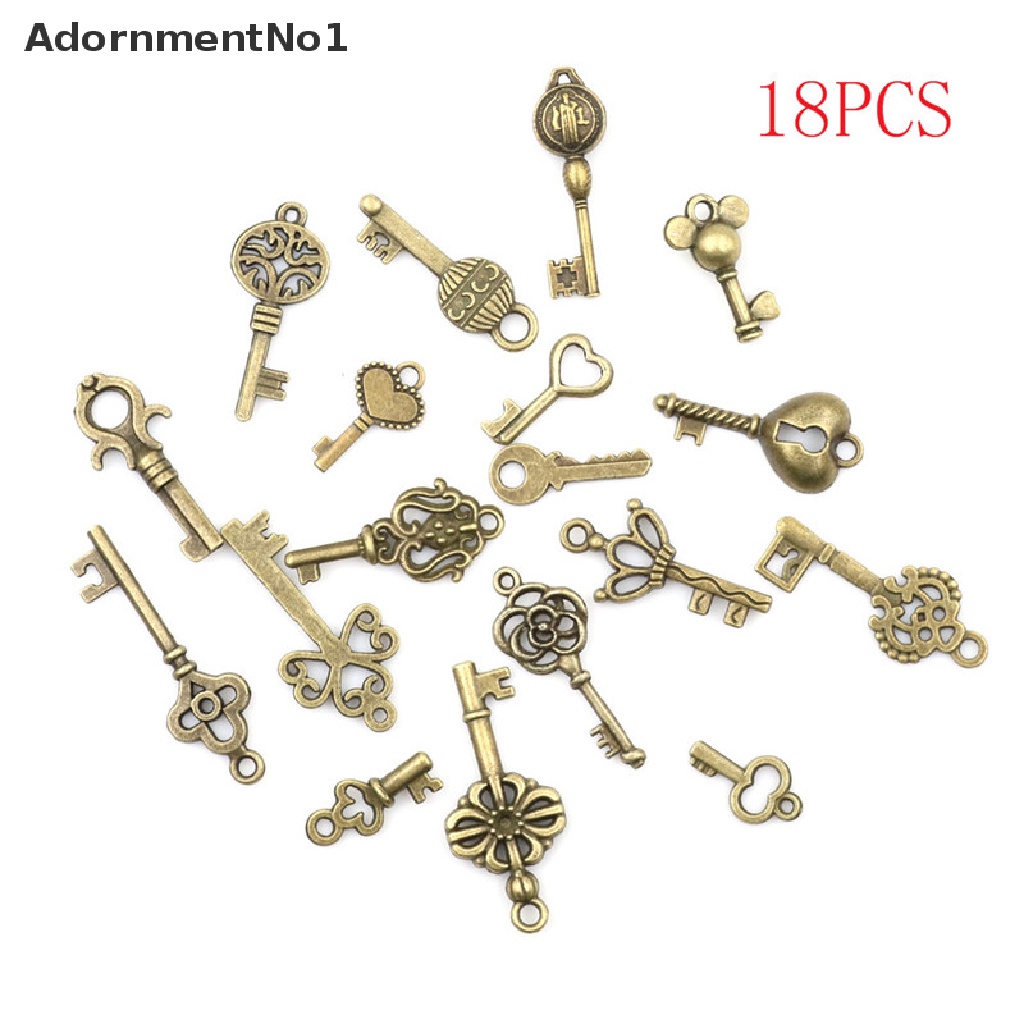 (AdornmentNo1) 18pcs / Set Liontin Bentuk Kunci Antik Vintage Warna Bronze Untuk Perhiasan DIY