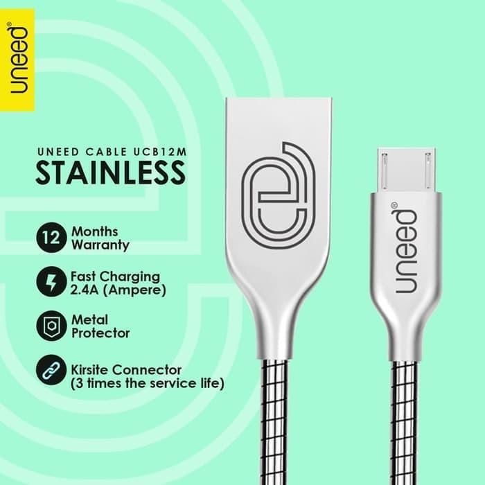 Promo Uneed Kabel Micro Usb Stainless Steel Quick Charge & Data Cable Xiaomi Murah