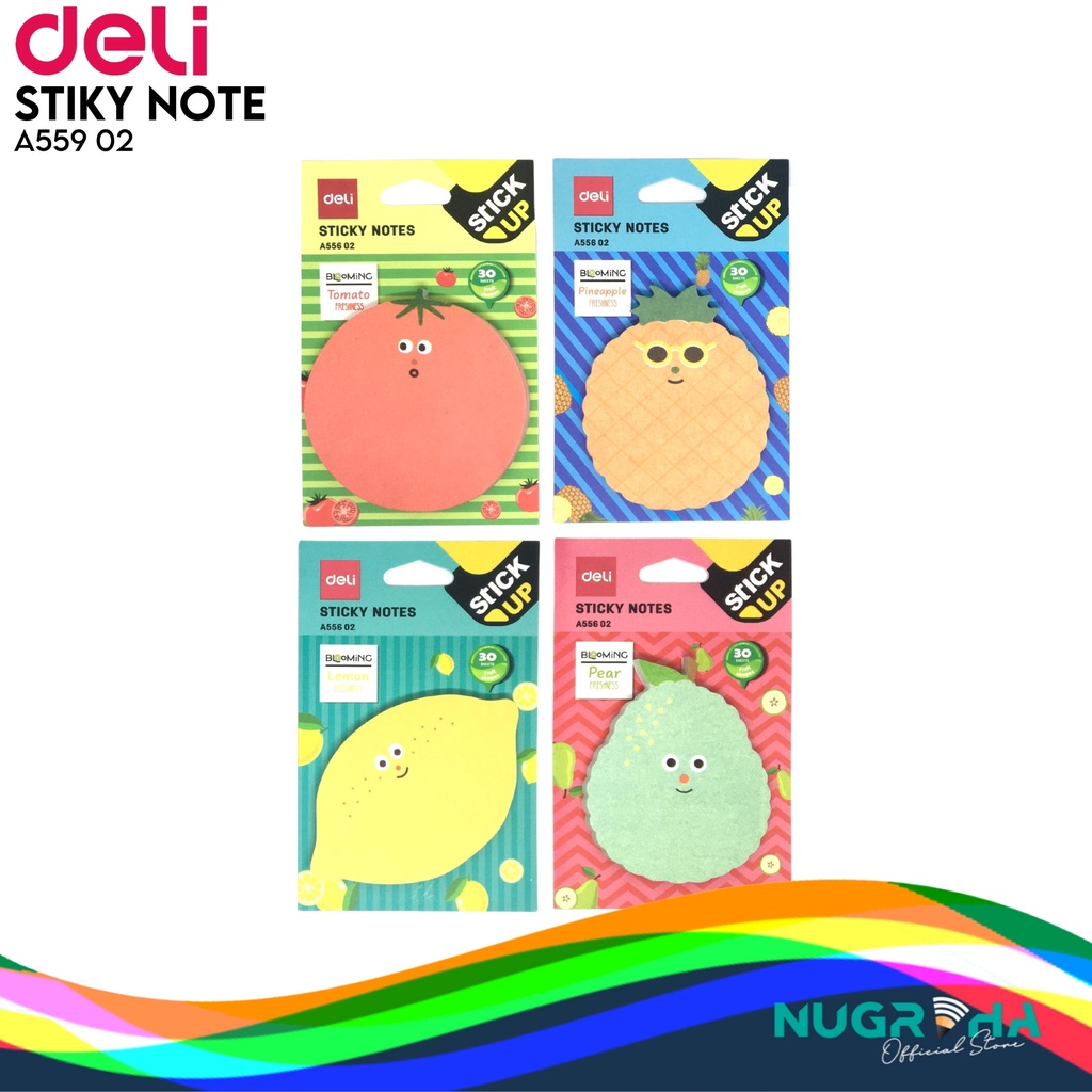

Deli sticky note tema buah 76 76mm 30 halaman EA55602