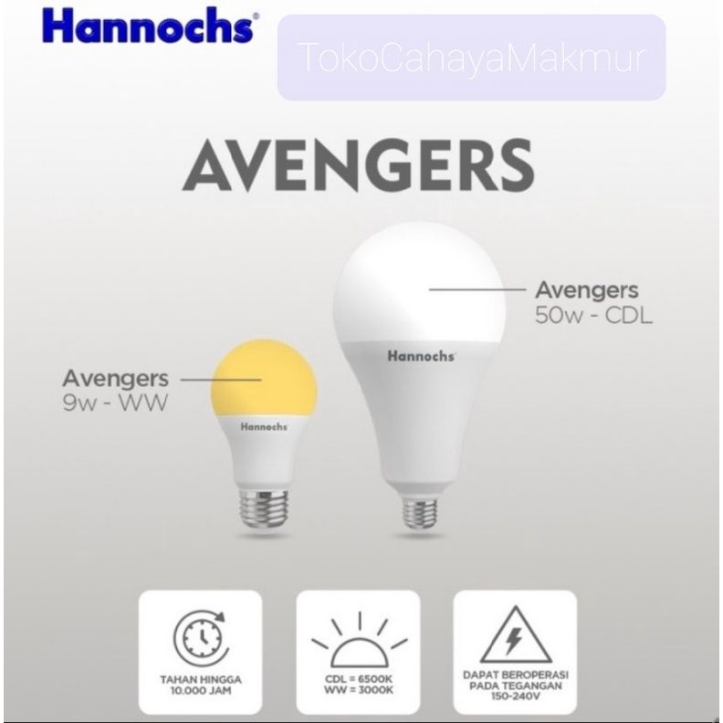 Lampu Bohlam LED Avengers 5w 5watt Hannochs CoolDayLight