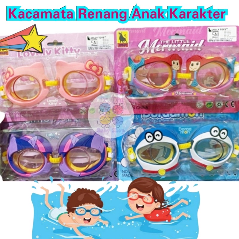 Kacamata Renang Anak Karakter Mermaid Hello Kitty Little Pony Import