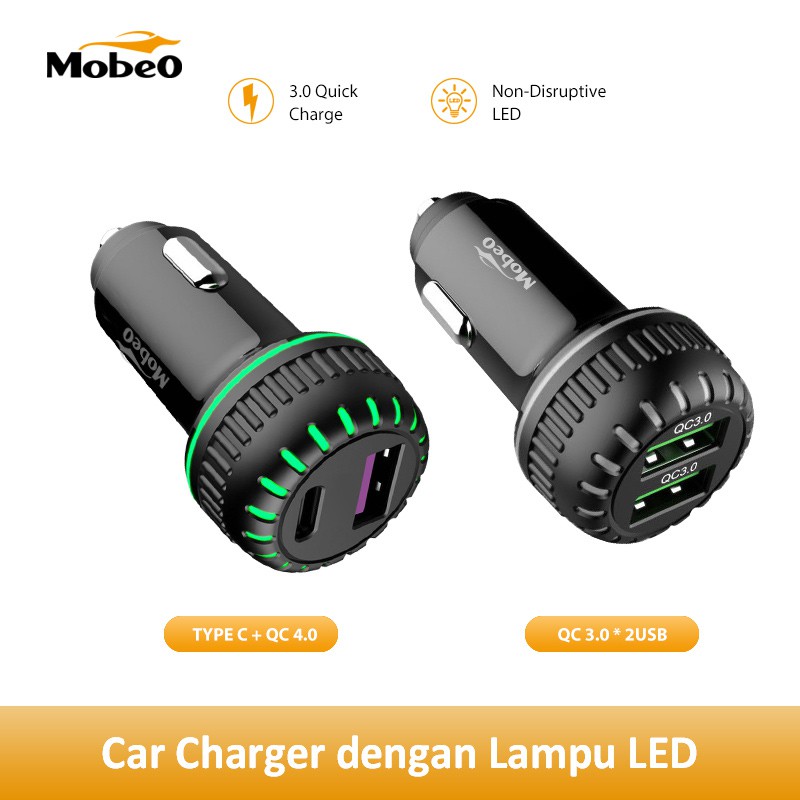

Mobeo Car Charger Dual USB Qualcomm 3.0 Quick Charge / Type-C Power Delivery Adaptor Cas HP