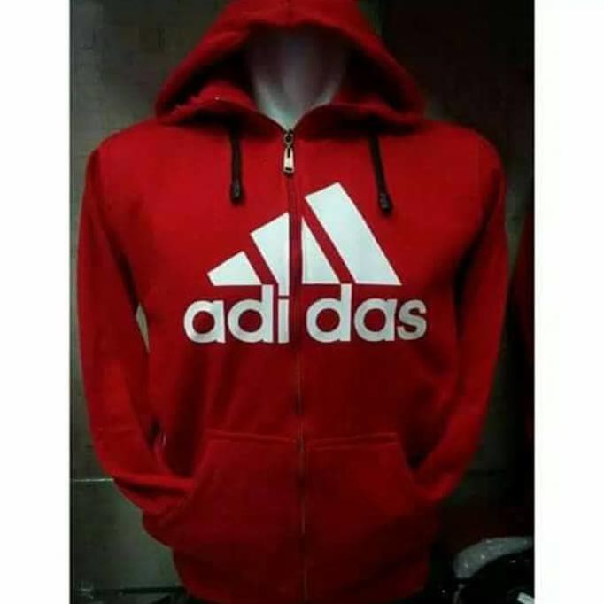 Super Deal Jaket Sweater Hoodie Adidas Zipper Merah