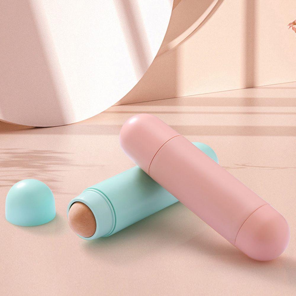 Needway   Roller Wajah Batu Vulkanik 2in1 Reusable Oil Alat Kembung Pijat Wajah Roller Pembersih Kontrol Minyak Wajah Dengan Kuas Foundation