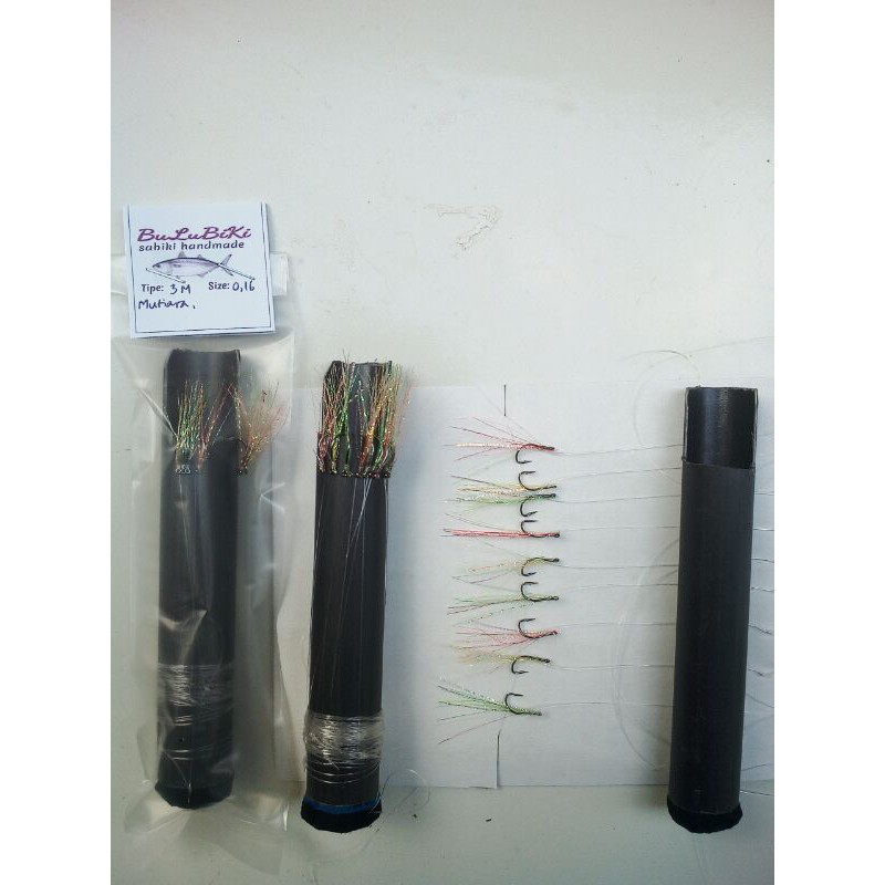 sabiki bulu kotrekan mutiara isi 9kail umpan ikan kembung siang hari