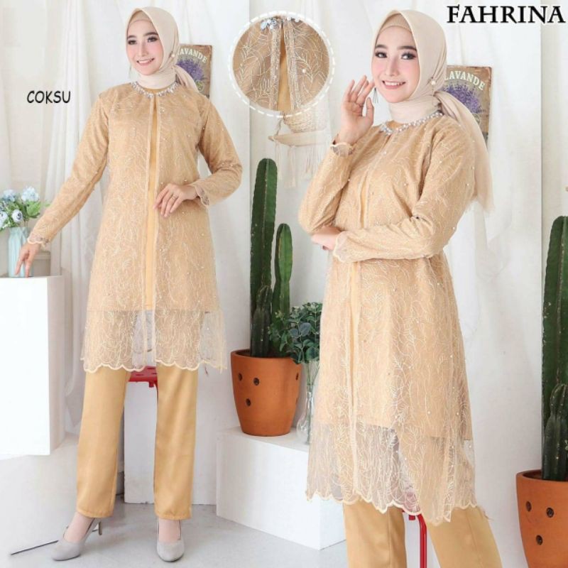 ONESET BAJU MUSLIM PESTA BRUKAT TILE  MEWAH FAHRINA SYARI
