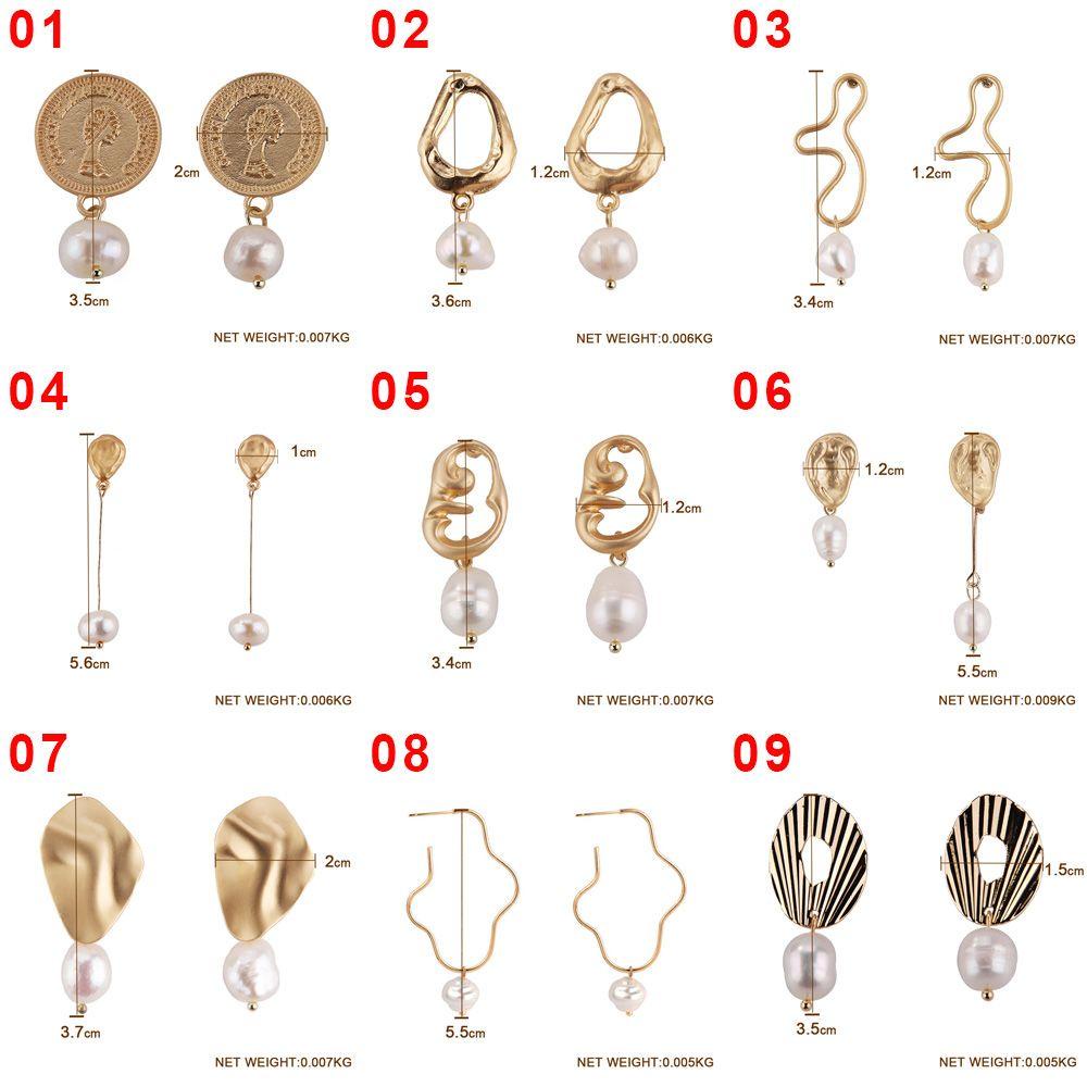 Solighter Anting Mutiara Air Tawar Fashion Wanita Gadis Hadiah Baroque Geometris Tidak Teratur