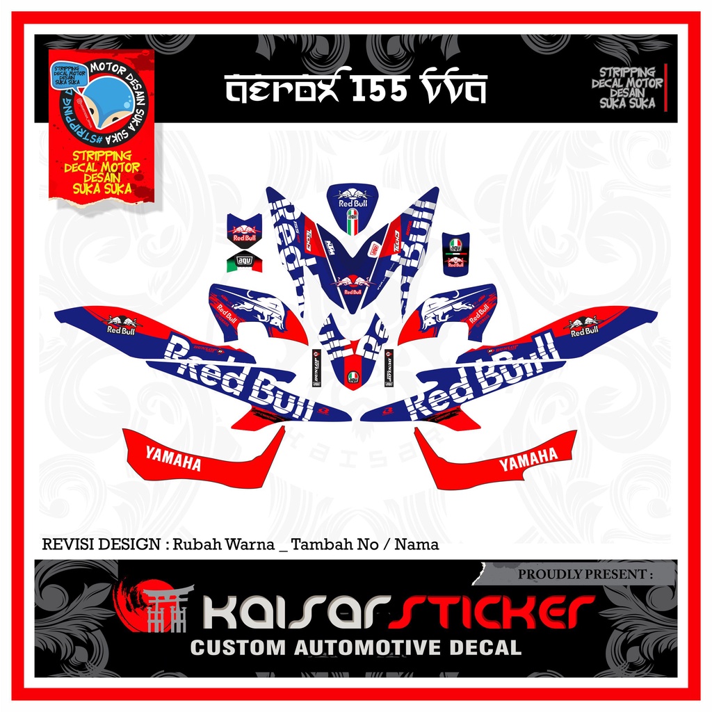 Decal Sticker Motor Full Body Stiker Motor Aerox 155 Redbull