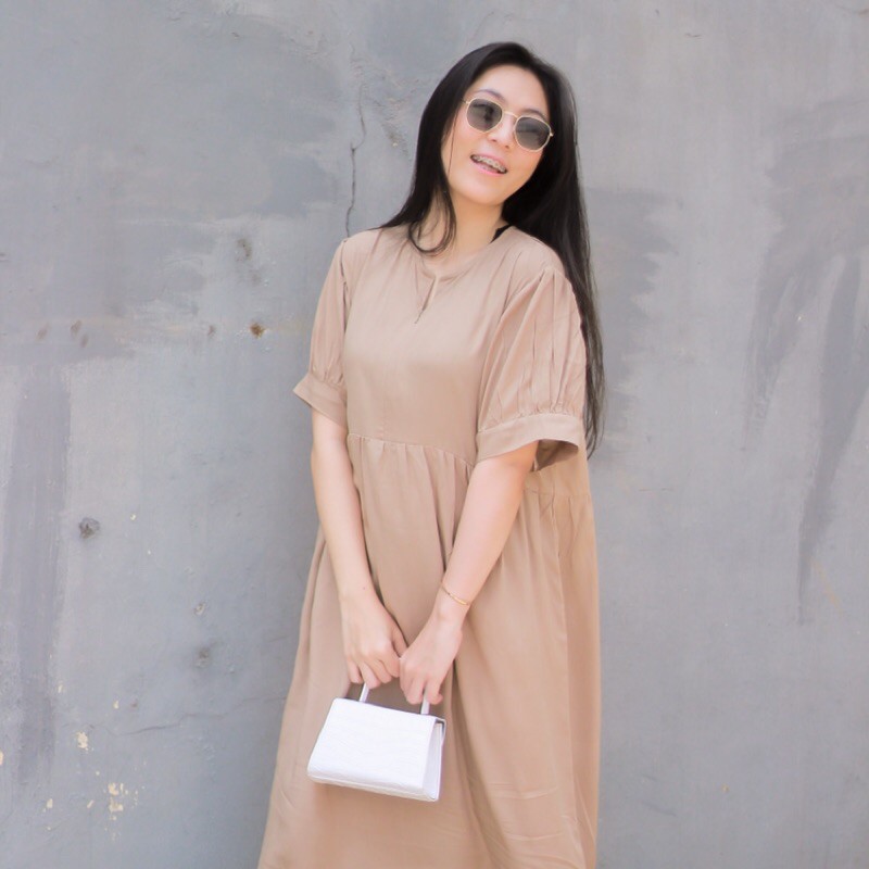 LUNA Plain dress ( Mocca ) / Daster rayon polos