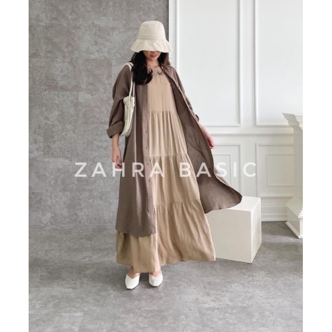 baju long inner daleman babydoll susun ootd hijab pantai bahan rayon twill premium hitam putih broken white bersih basic maroon mustard pink lilac hijau