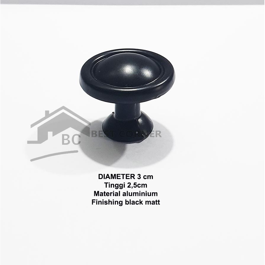 Tarikan Knob Laci atau Lemari Minimalis Hitam Aluminium 2075