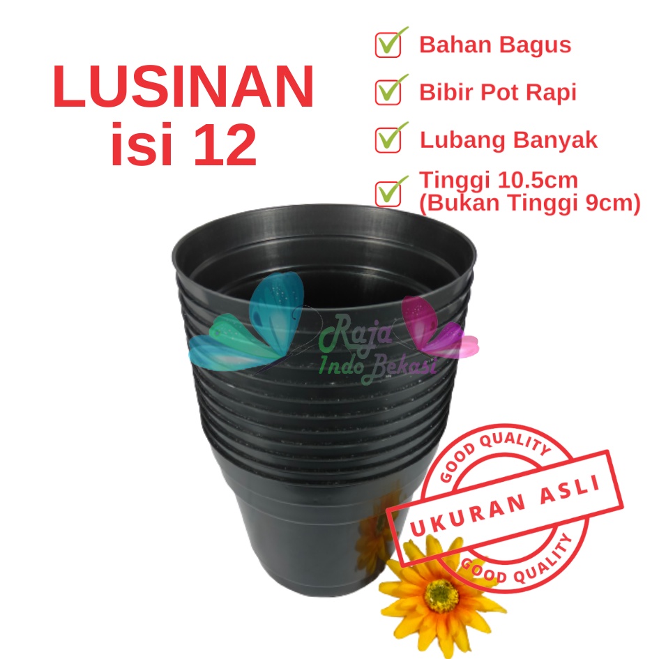 Rajaindobekasi Lusinan Pot 12 Cm Hitam Polos - Pot 12 Hitam Kecil Mini Minimalis Plastik Kaktus Sukulen Mini Murah Pot Bibit Pembibitan - Pot 12 Cm Grosir Lusinan