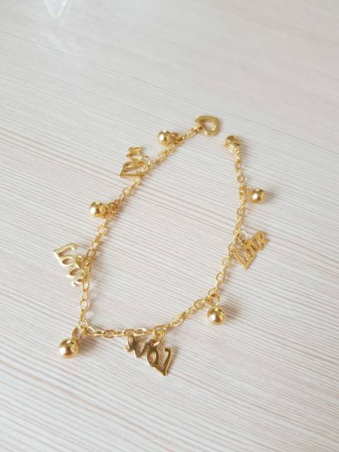 SET Gelang Tangan &amp; Gelang Kaki titanium Love Import antikarat Lv0102