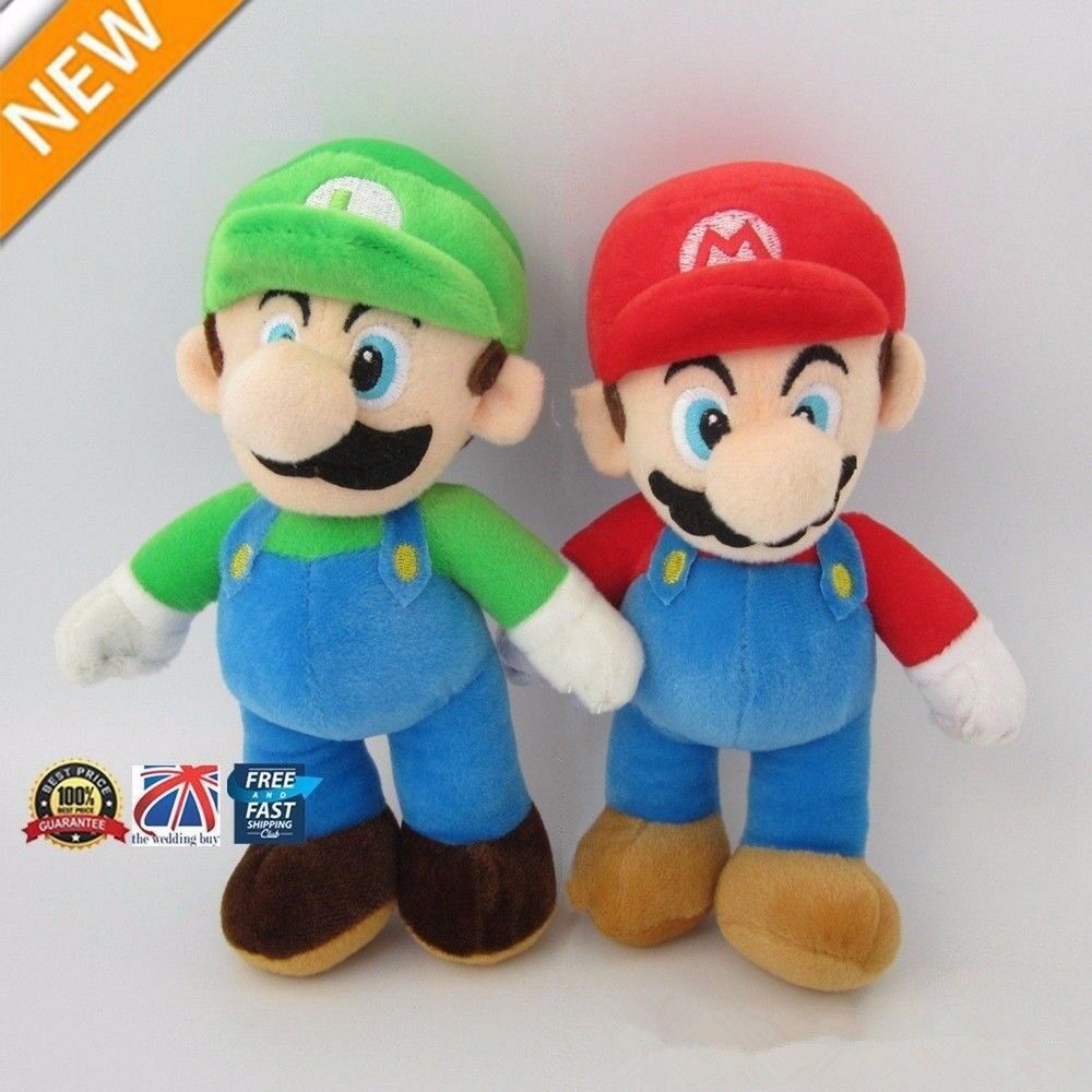 25cm 2pcs Set Super Mario Bros. Mario and Luigi High Plush Toy DOLL US NEW