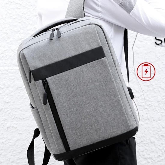 Tas Ransel Laptop Backpack dengan USB Charger Port Tas kerja Pria Wanita Exclusive muat laptop 13 14 15 15,6 inch notebook bagus import bahan Polyester tas bandara airport tas profesional muda tas kantoran kantor tas tangan 2 koper pelindung laptop