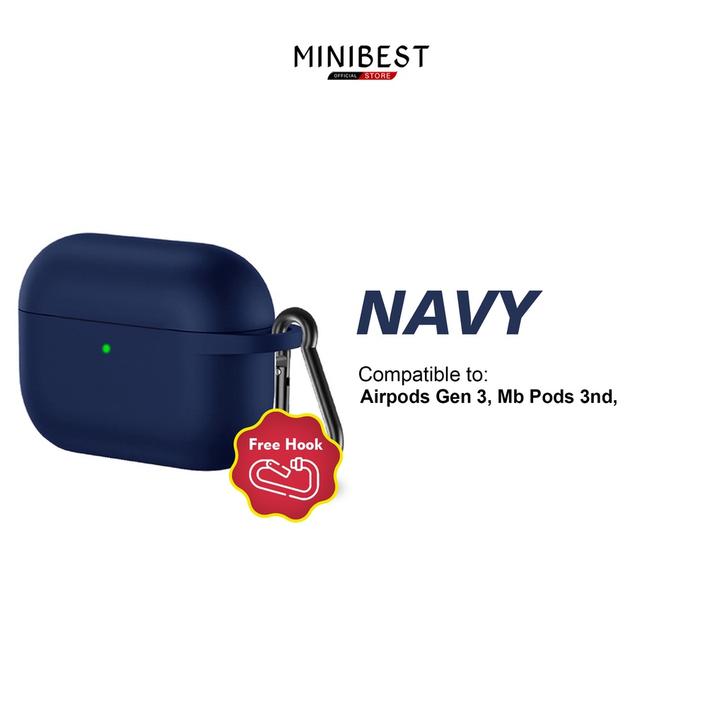 MINIBEST Case / Casing MB_Pods 3rd Generation (Premium Silicone Softcase + Free Hook) by minibest Indonesia-G3 Navy Blue