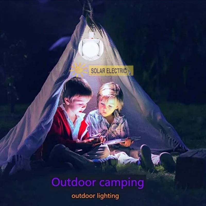 Lampu LED Gantung Tenaga Matahari Surya Solar Panel Portable Lantern Camping Bola 4 Arah Outdoor Waterproof