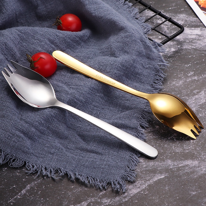 Hot Sale/Sendok Garpu 2in1 Stainless Steel 304kualitas Tinggi/Kitchen Dual Purpose Fruit Vegetables Fork Soup Tableware