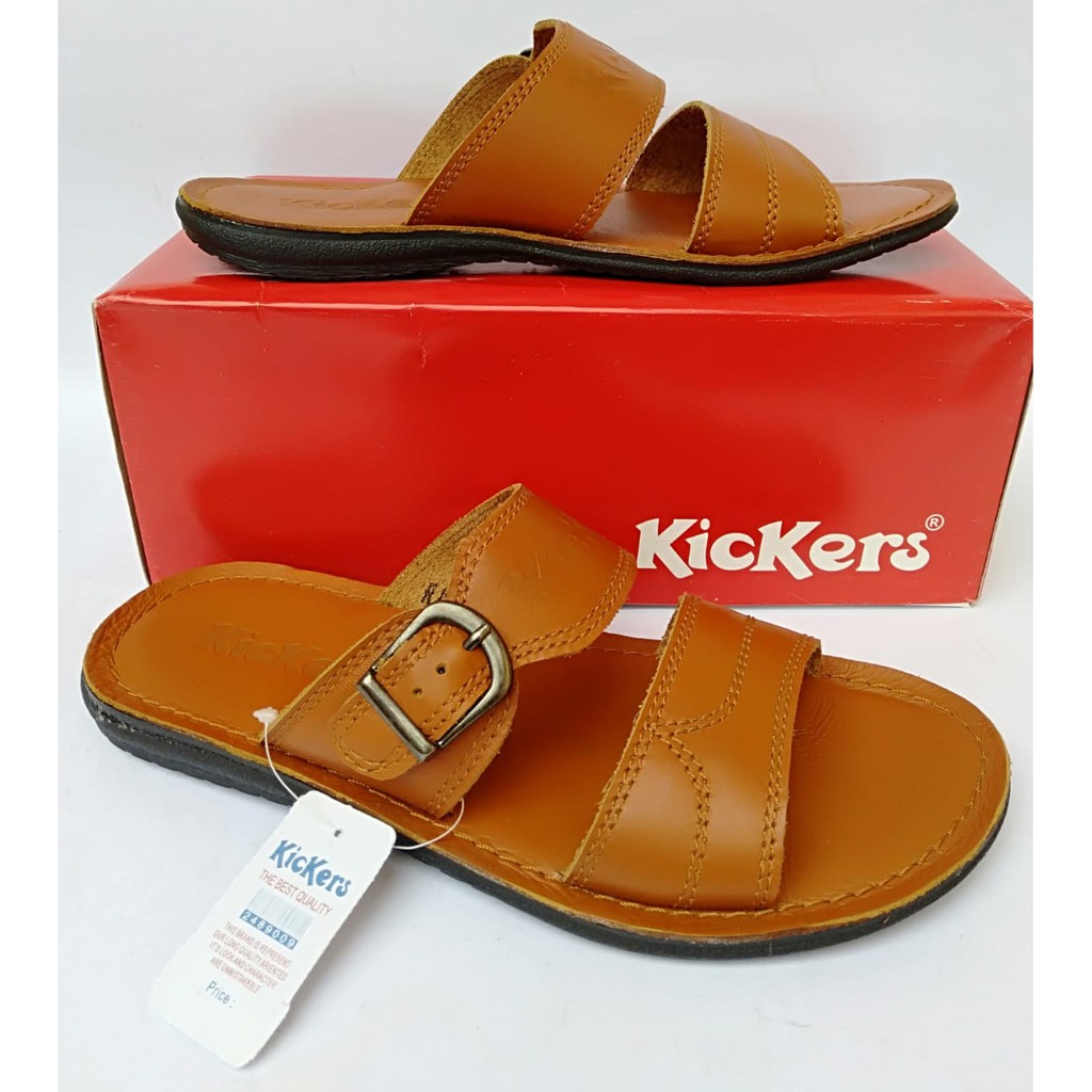 sandal pria kickers kulit original selop casual slide murah terbaru terlaris dewasa kekinian B009