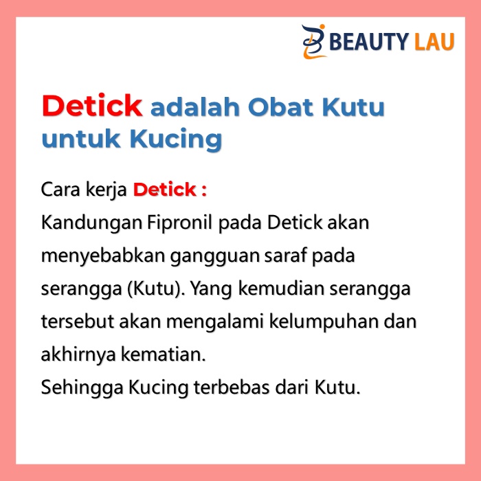 OBAT KUTU KUCING DETICK 3ML (20-40KG) 2ML (10-20KG) 1ML (1-10KG) DETIK ORIGINAL UNTUK KITTEN ADULT ANJING AMPUH DETIC MURAH