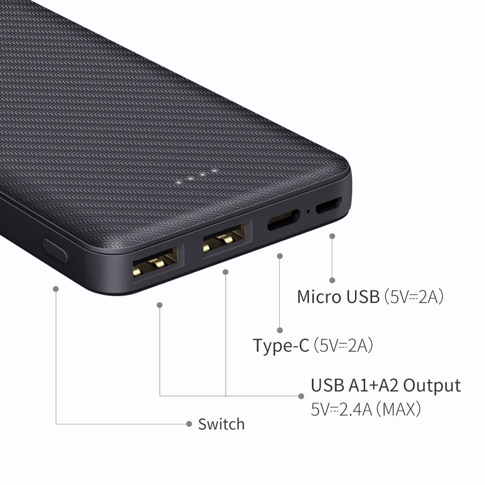 Mcdodo MC-7351 Powerbank Dual Usb 10000mAh - Black