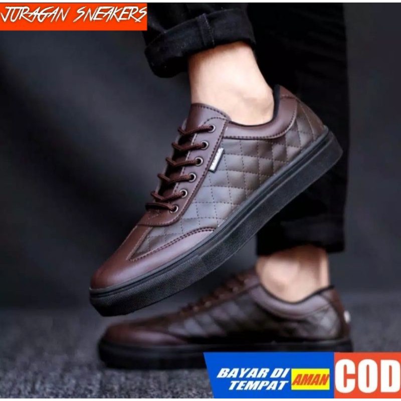 JURAGAN X WALKERS Sepatu Casual Sneakers Pedro Kasual Polos Ori Kulit Pria Cowok