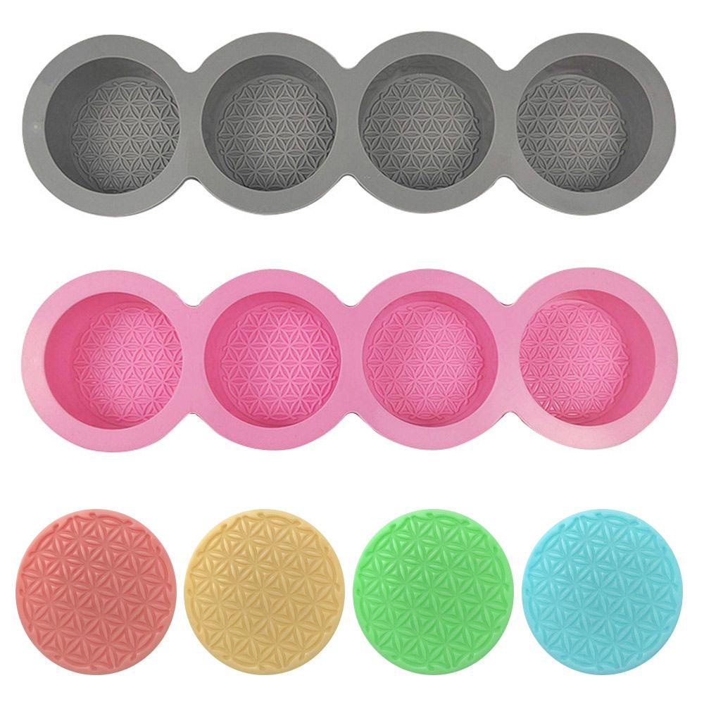 R-flower Silicone Soap Mold Perlengkapan Membuat Dekorasi Rumah DIY Craft Vintage Round Mold 4rongga Handmade Perlengkapan Sabun