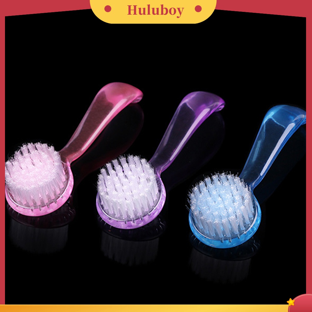 Huluboy Huluboy♡ 1pc Brush Pembersih Debu Kuku Kepala Bulat Gagang Panjang Bahan Plastik