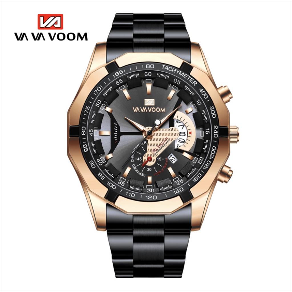 VAVA VOOM 238 Jam Tangan Pria Analog Tanggal Tahan Air Kulit Stainless Anti Karat Premium Original