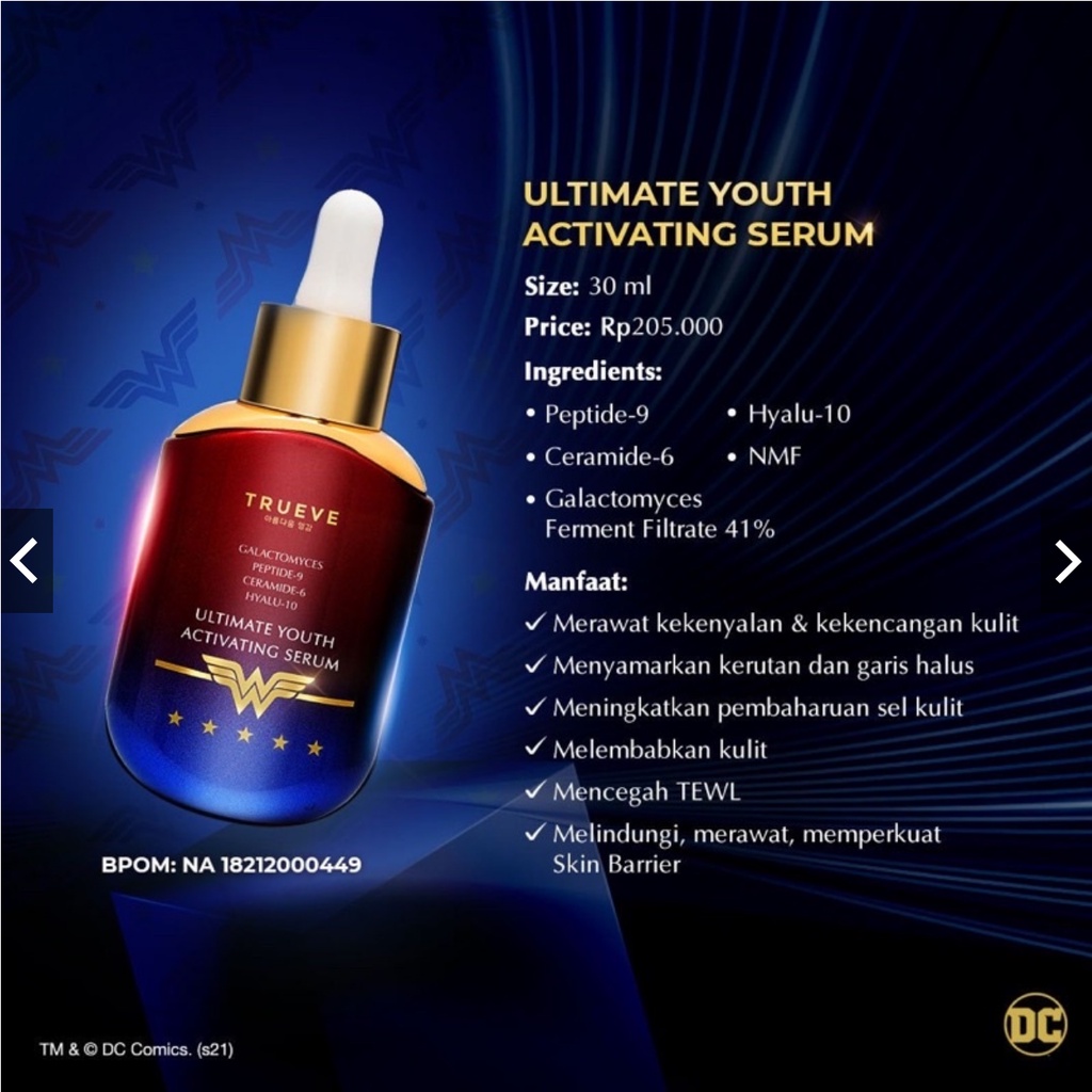 [PROMO SPESIAL] BPOM TRUEVE WONDER WOMAN YOUTH ACTIVATING SERUM WAJAH ANTI AGING 30ml