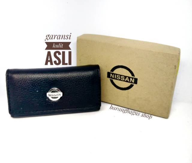 Dompet gantungan kunci kulit include slot STNK + slot uang kertas mobil motor NISSAN (garansi kulit asli)