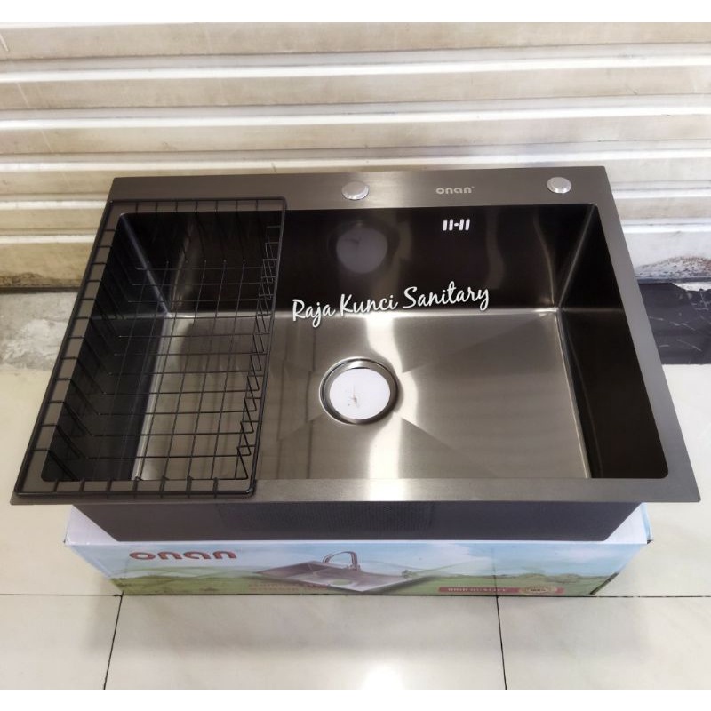 ONAN Kitchen Sink 7050 ONAN 1 Lubang Black/Paket Lengkap KitchenSink ONAN 5040 Black