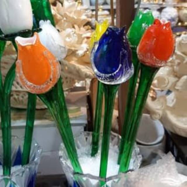 Bunga Kristal Tulip Besar/ Bunga Kaca Tulip/ Bunga Kristal artifisial