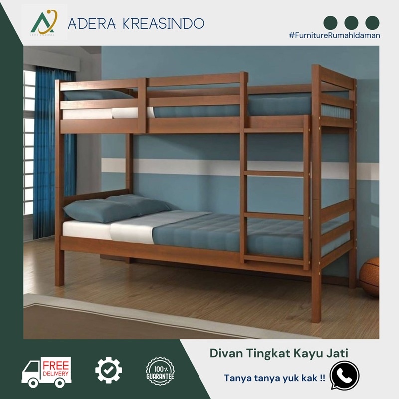 Ranjang susun kayu jati / ranjang tingkat jati / tempat tidur jati