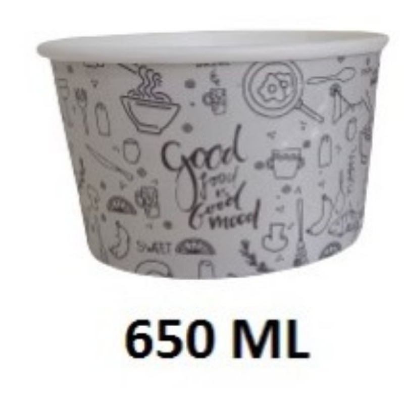 Paper Bowl 650 ml motif  per pack  @ 50 pc tanpa tutup