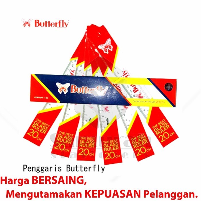 

Terbatas Penggaris Plastik Buterfly 20 Cm Per Lusin Mika Glass Ruller Butterfly Bagus