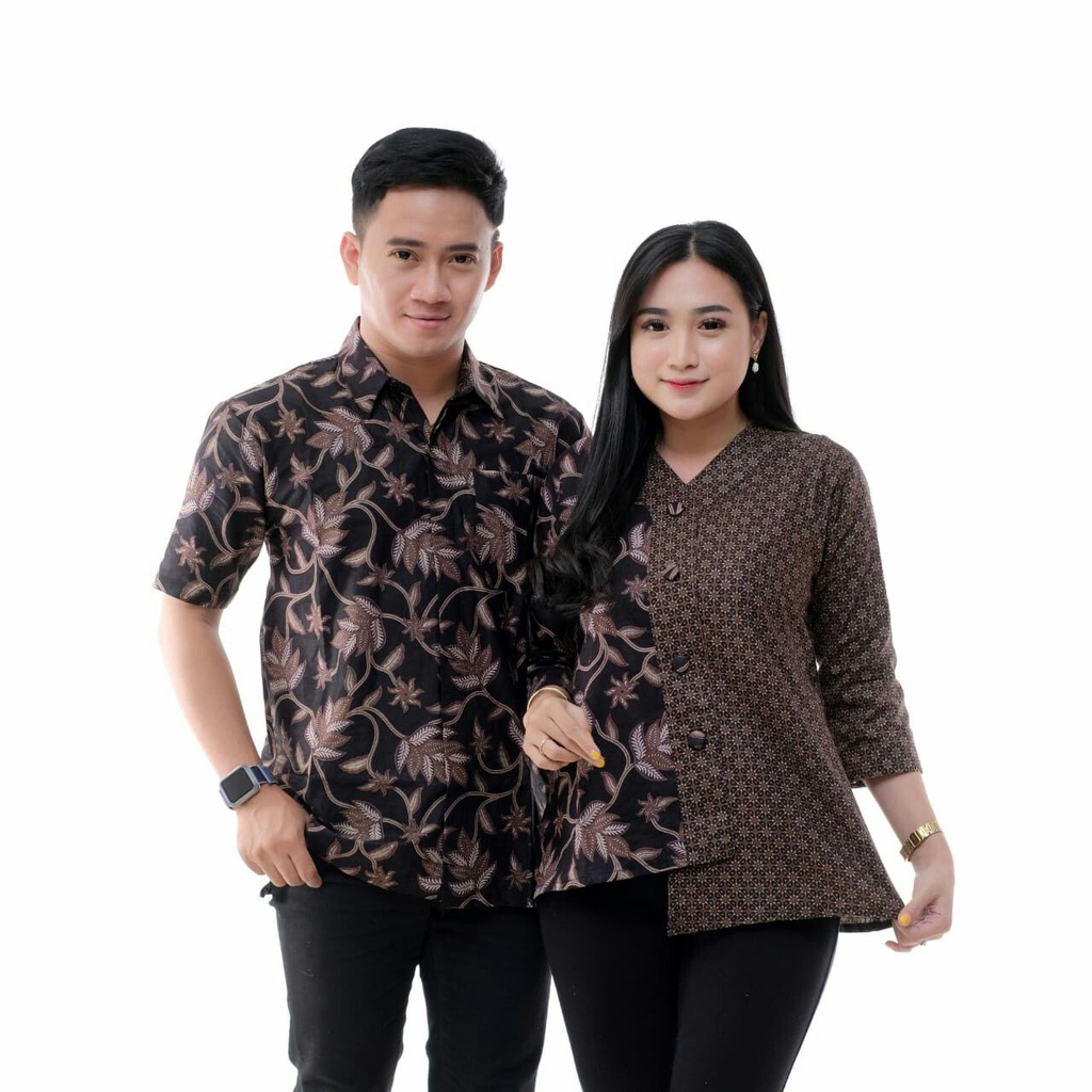 Atasan Batik Couple Sarimbit Hem Pria Pendek Blouse Wanita Motif CantikaTerbaru Batik Irma