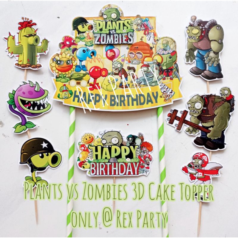 Plants vs Zombies Cake Topper/Cake Topper 3D Plants vs Zombies/Hiasan Kue Plants vs Zombies/Topper P