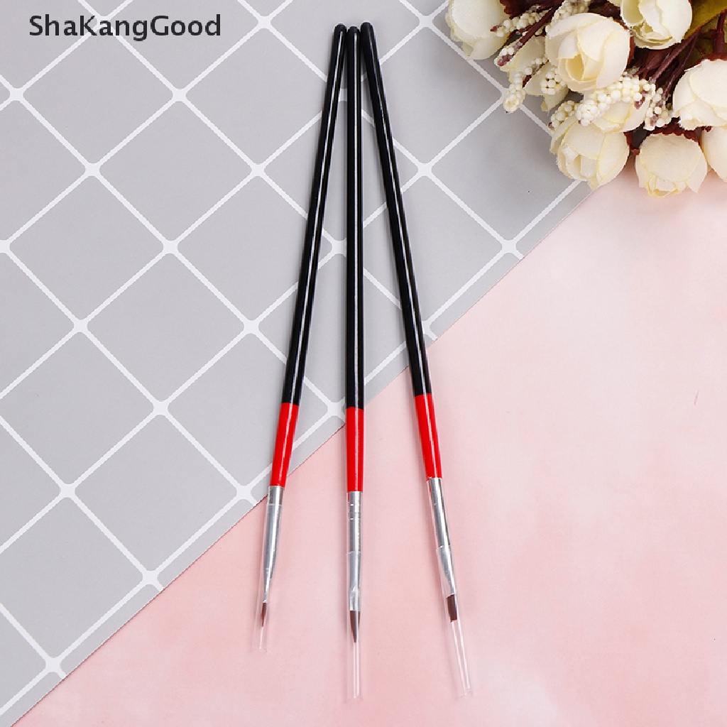 3pcs / set pen brush Lukis uv gel builder Bahan Akrilik Untuk salon nail art