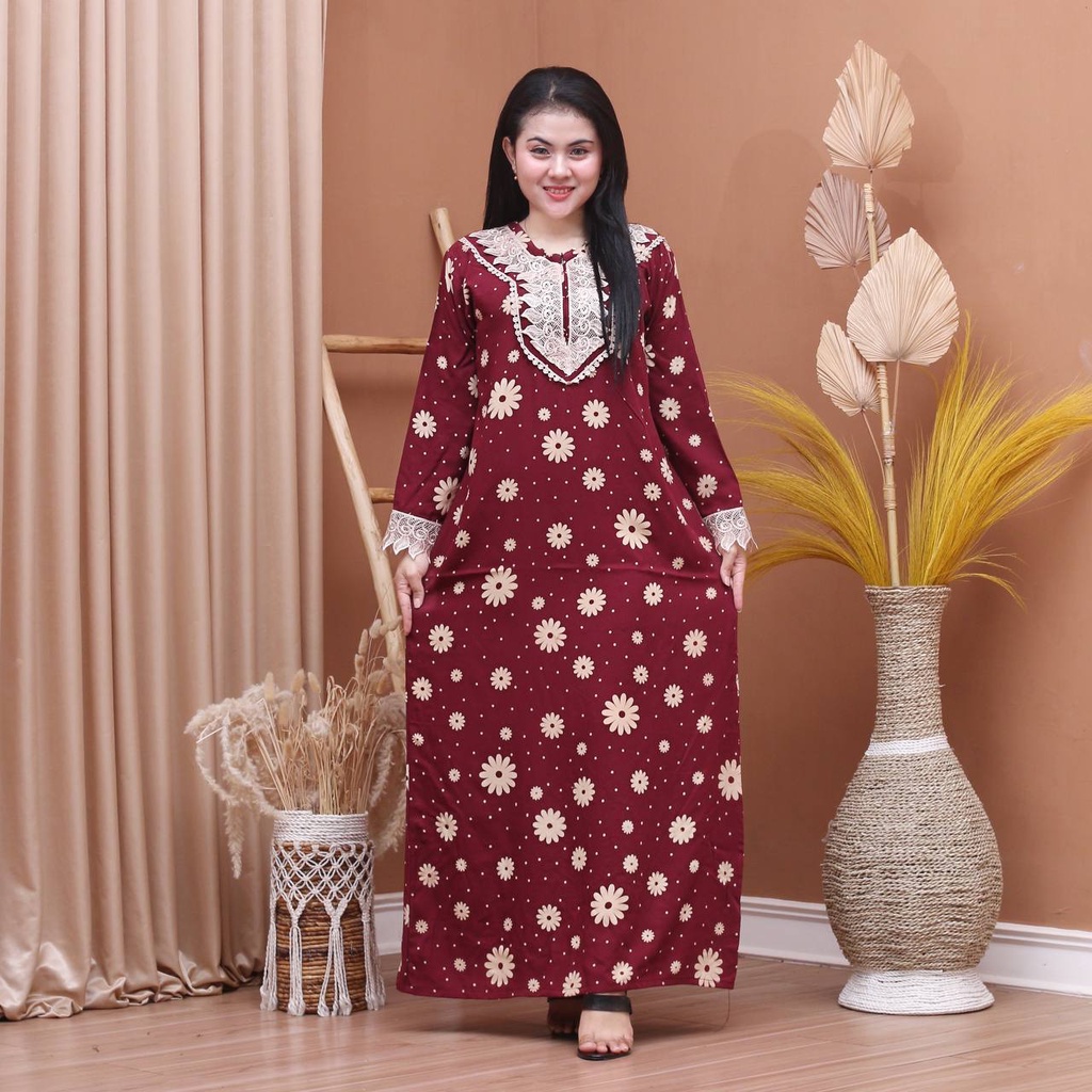 Batik Prass - Daster Arab Elmeera / Longgdress Renda / Rayon Grade A Lengan Panjang-3