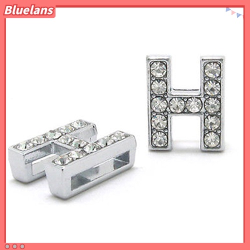 Bluelans 10Pcs A-Z 8mm Rhinestone Slide Letter Charm DIY for Leather Name Bracelet Belt