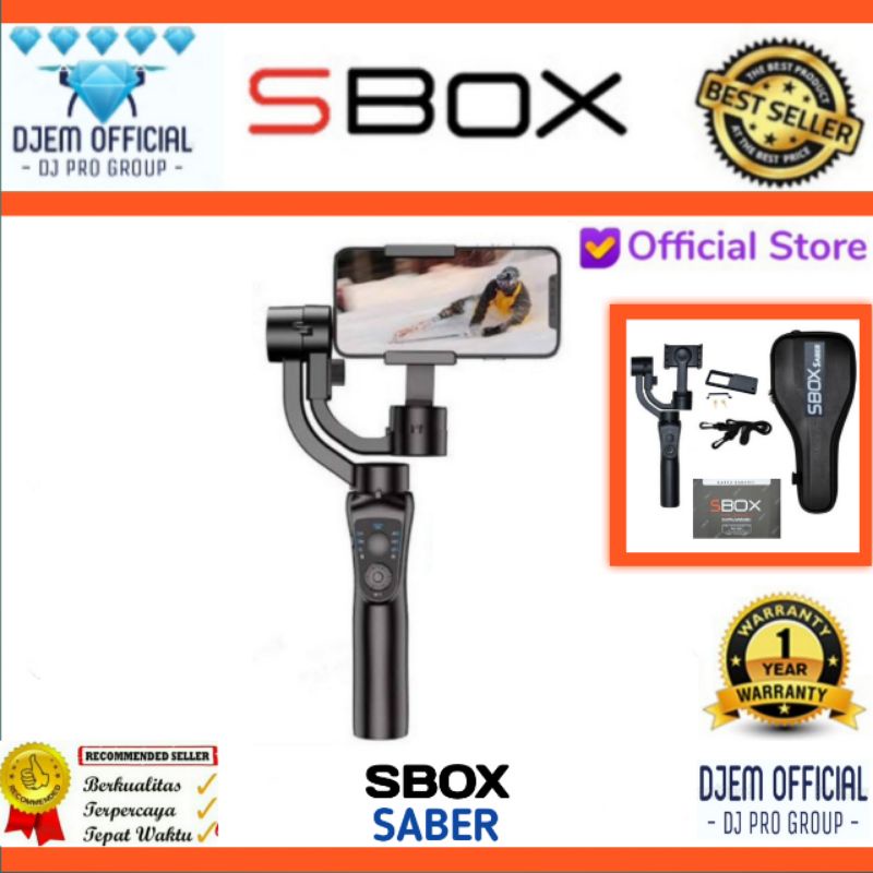 SBOX SABER 3-Axis Gimbal Stabilizer Smartphone Actioncam included Tripod & Holder Plate Adapter