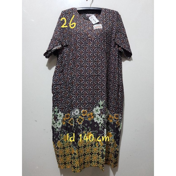 YULI - Daster kencana ungu  L5 JUMBO LD 135-150 CM PB 107 CM BATIK KU LEBEL PUTIH(KUP)-no 26