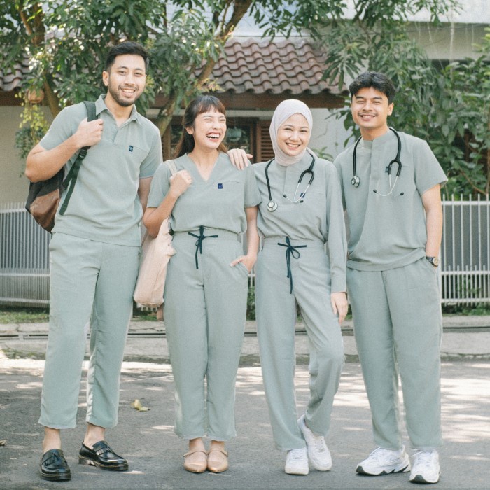 Baju Jaga POLO SS - DUSTY MINT Scrubs Theatre Blues First Line Lengan Pendek