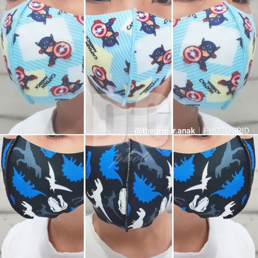 Masker Anak Scuba Premium Motif Karakter Captain America Unicorn Rocket Ball Dino (Bisa Pilih Motif)