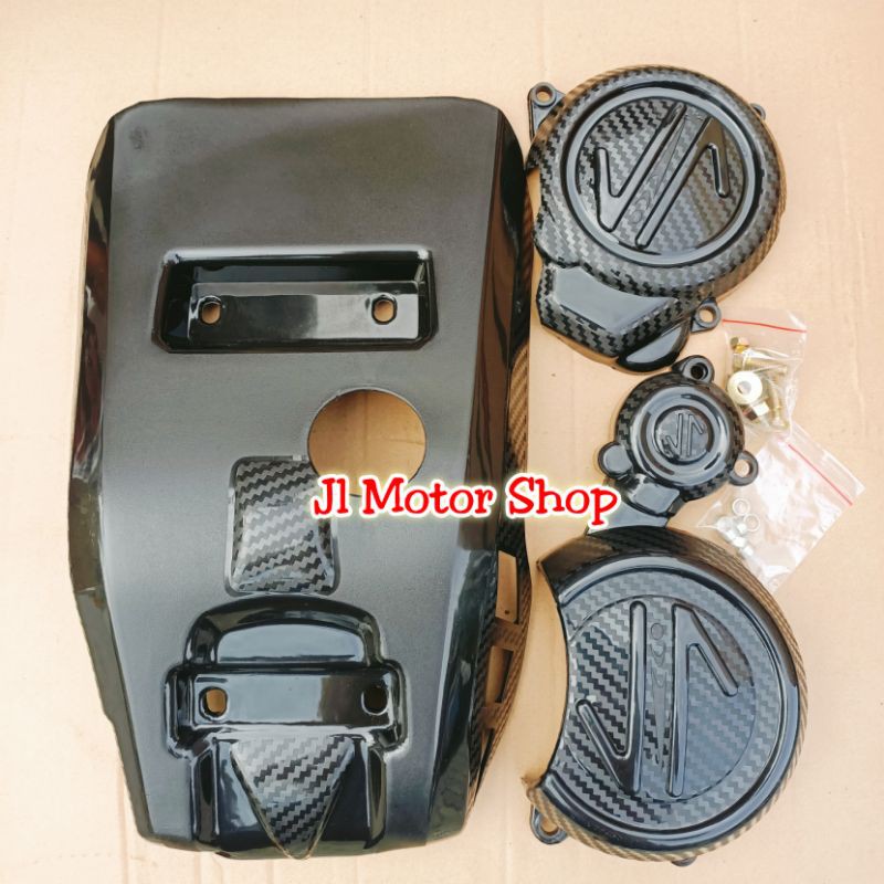 Tutup Pelindung - Cover Mesin Engine Blok Rangka Yamaha WR155 WR 155 Motif Carbon Merk SRX