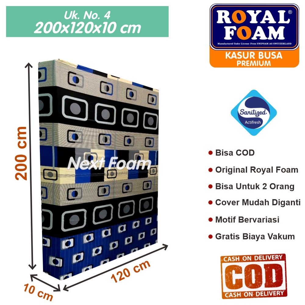 Kasur Busa Royal Foam Ukuran No 4 200x120x10 cm Tebal 10 cm D16 ORIGINAL