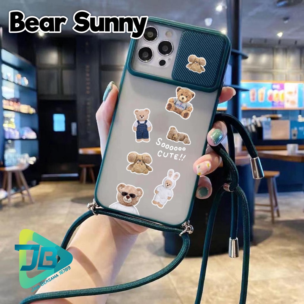 SOFTCASE SLINGCASE SLIDE PELINDUNG KAMERA BEAR SUNNY SAMSUNG OPPO VIVO REALME IPHONE XIAOMI ALL TYPE JB4944